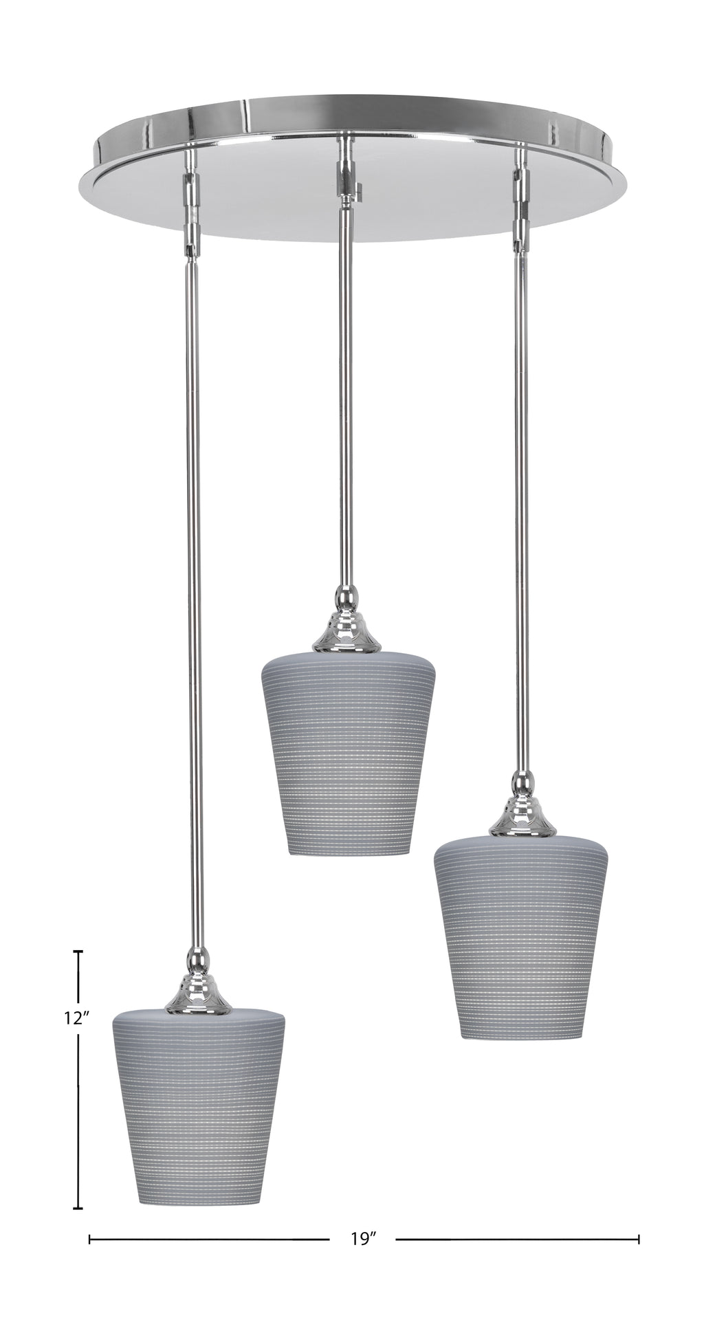 Empire Three Light Pendalier in Chrome with 6" Gray Matrix Shade