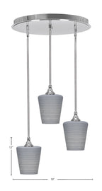 Empire Three Light Pendalier in Chrome with 6" Gray Matrix Shade