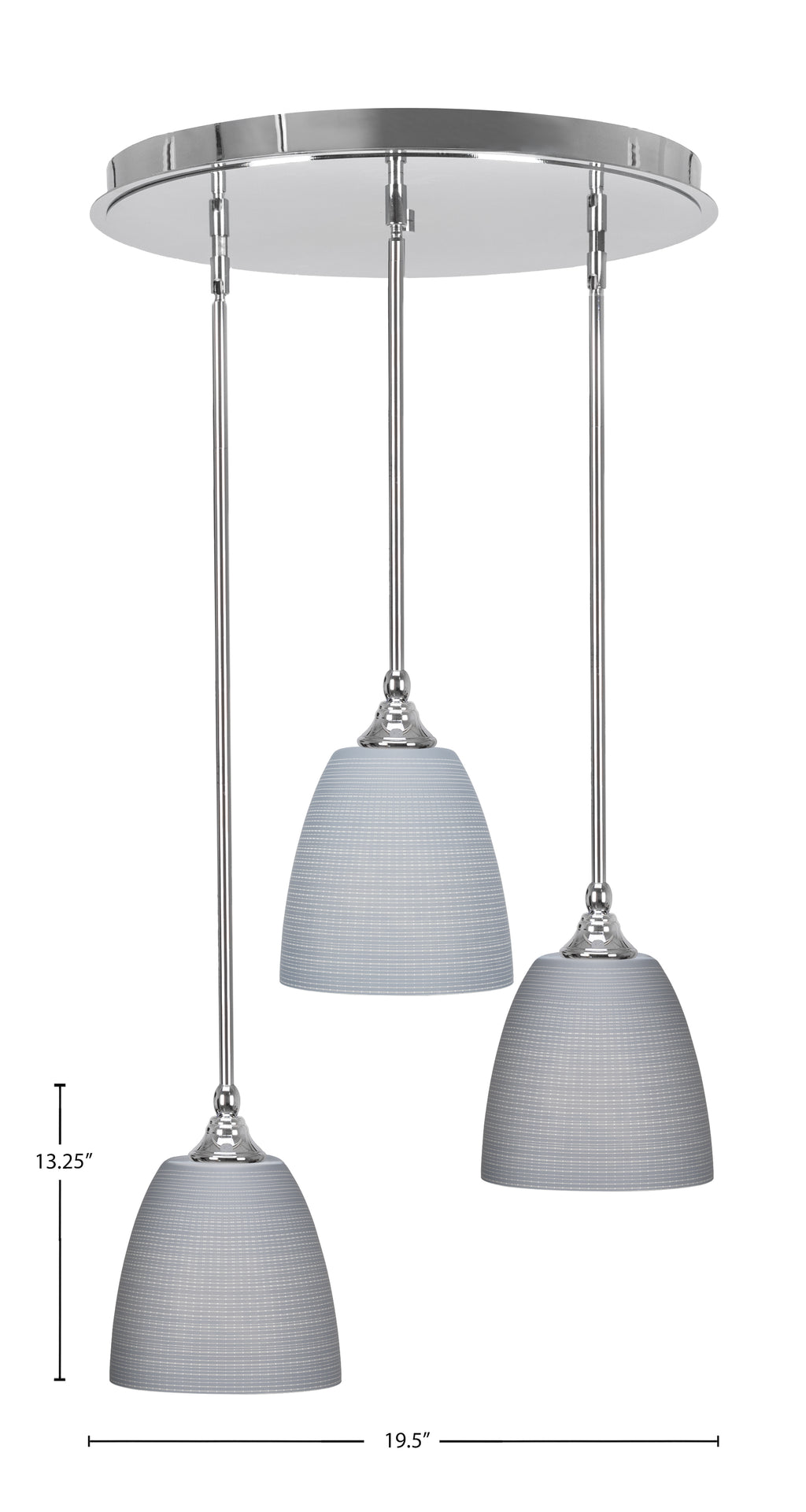 Empire Three Light Pendalier in Chrome with 8" Gray Matrix Shade