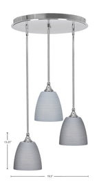 Empire Three Light Pendalier in Chrome with 8" Gray Matrix Shade