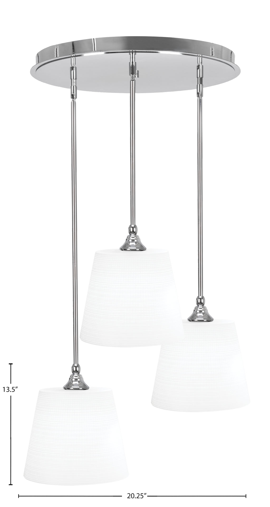 Empire Three Light Pendalier in Chrome with 10" White Matrix Shade
