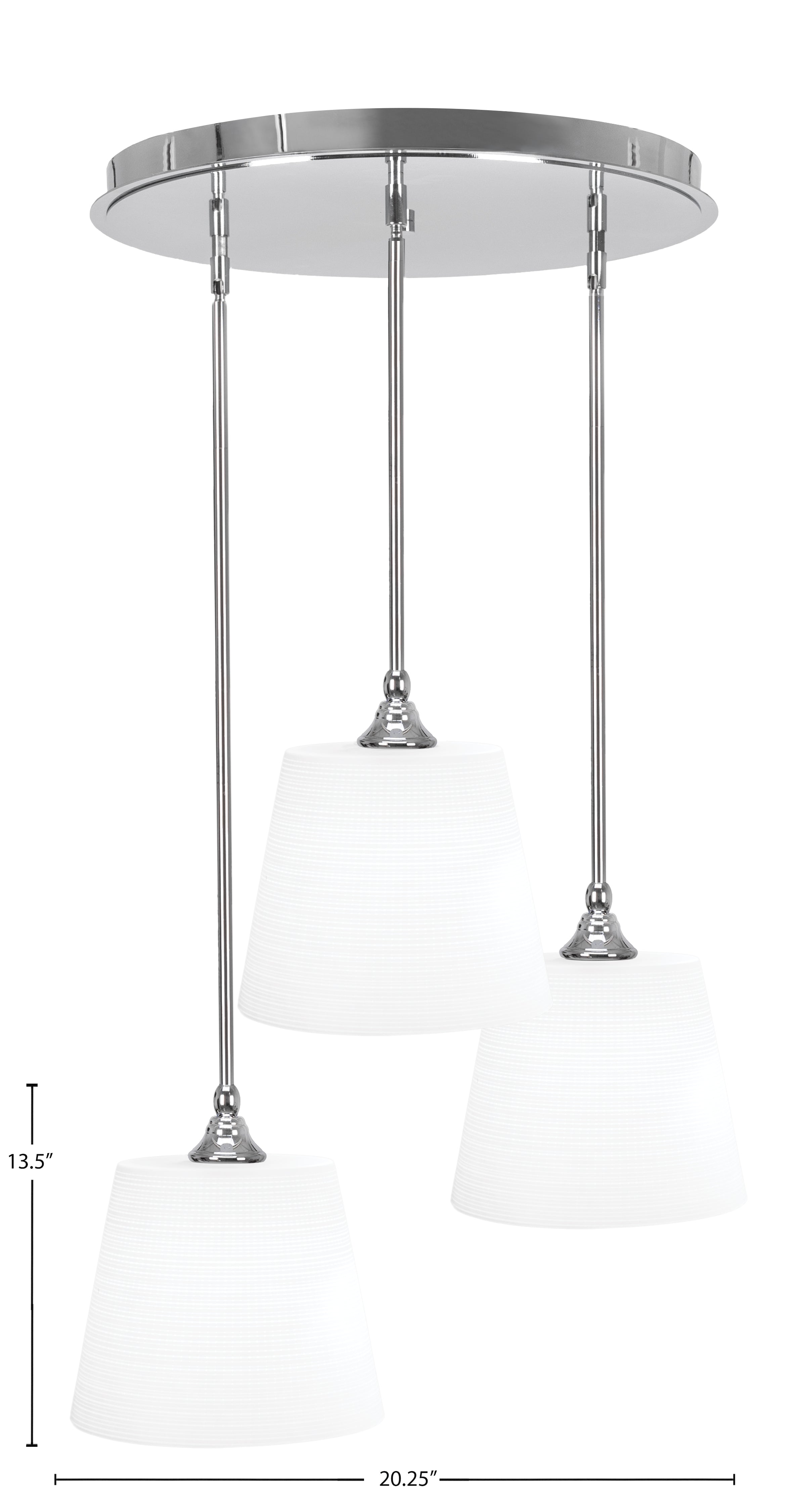 Empire Three Light Pendalier in Chrome with 10" White Matrix Shade