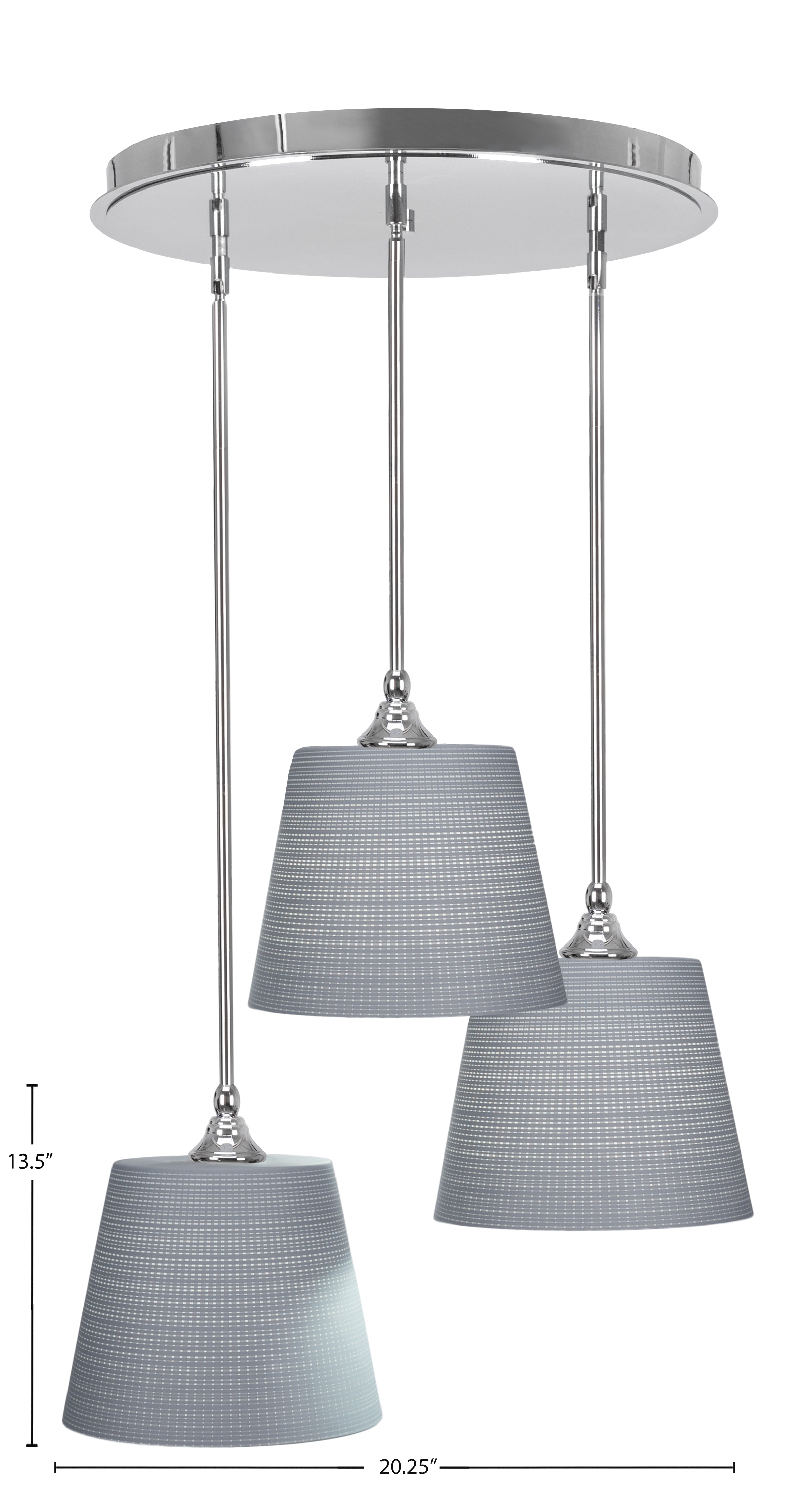 Empire Three Light Pendalier in Chrome with 10" Gray Matrix Shade