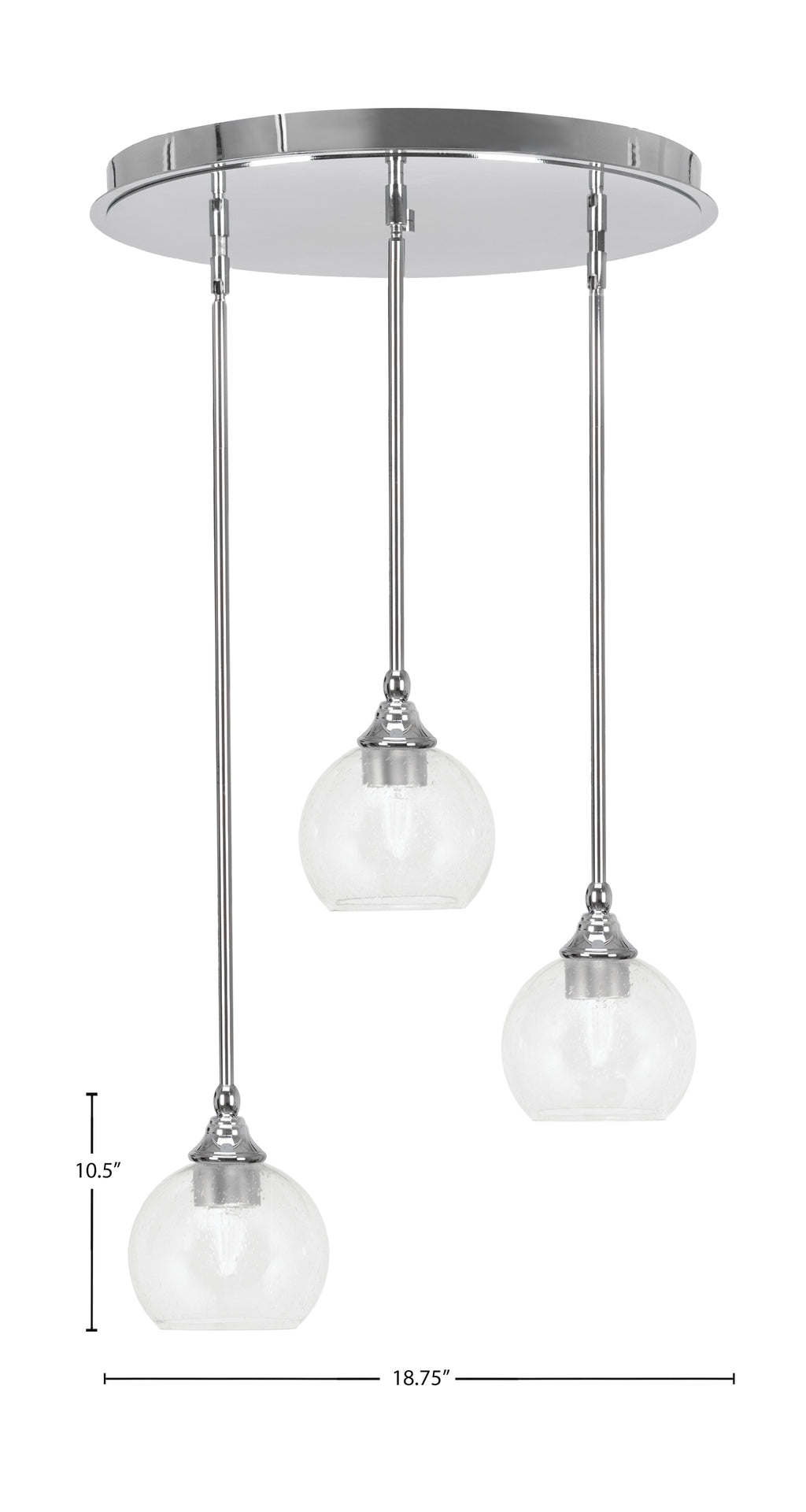 Empire Three Light Pendalier in Chrome with 5.75" Clear Bubble Shade