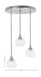 Empire Three Light Pendalier in Chrome with 5.75" Clear Bubble Shade