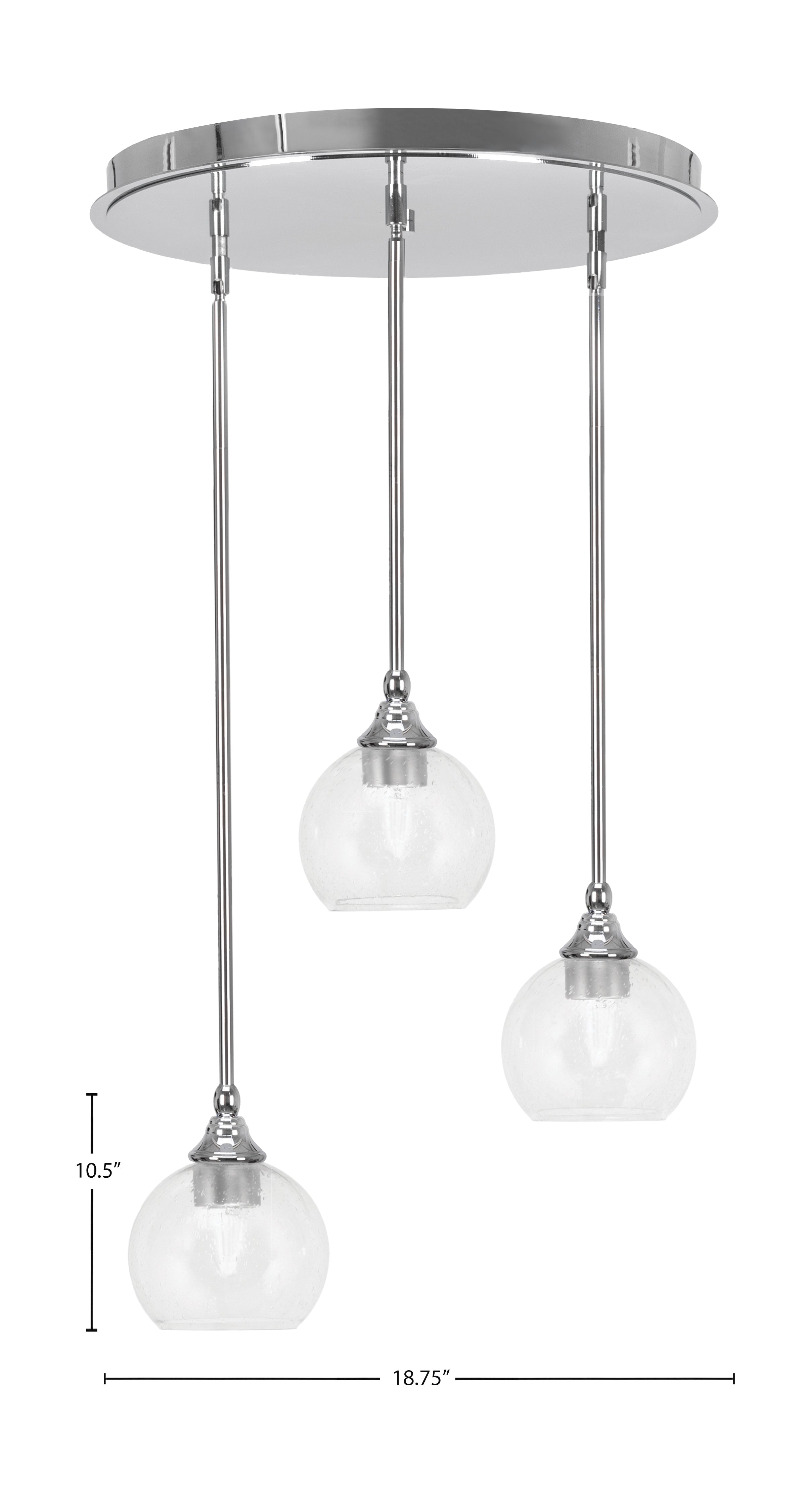 Empire Three Light Pendalier in Chrome with 5.75" Clear Bubble Shade