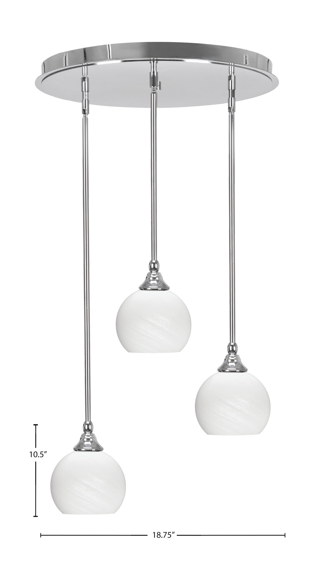 Empire Three Light Pendalier in Chrome with 5.75" White Marble Shade