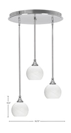 Empire Three Light Pendalier in Chrome with 5.75" White Marble Shade