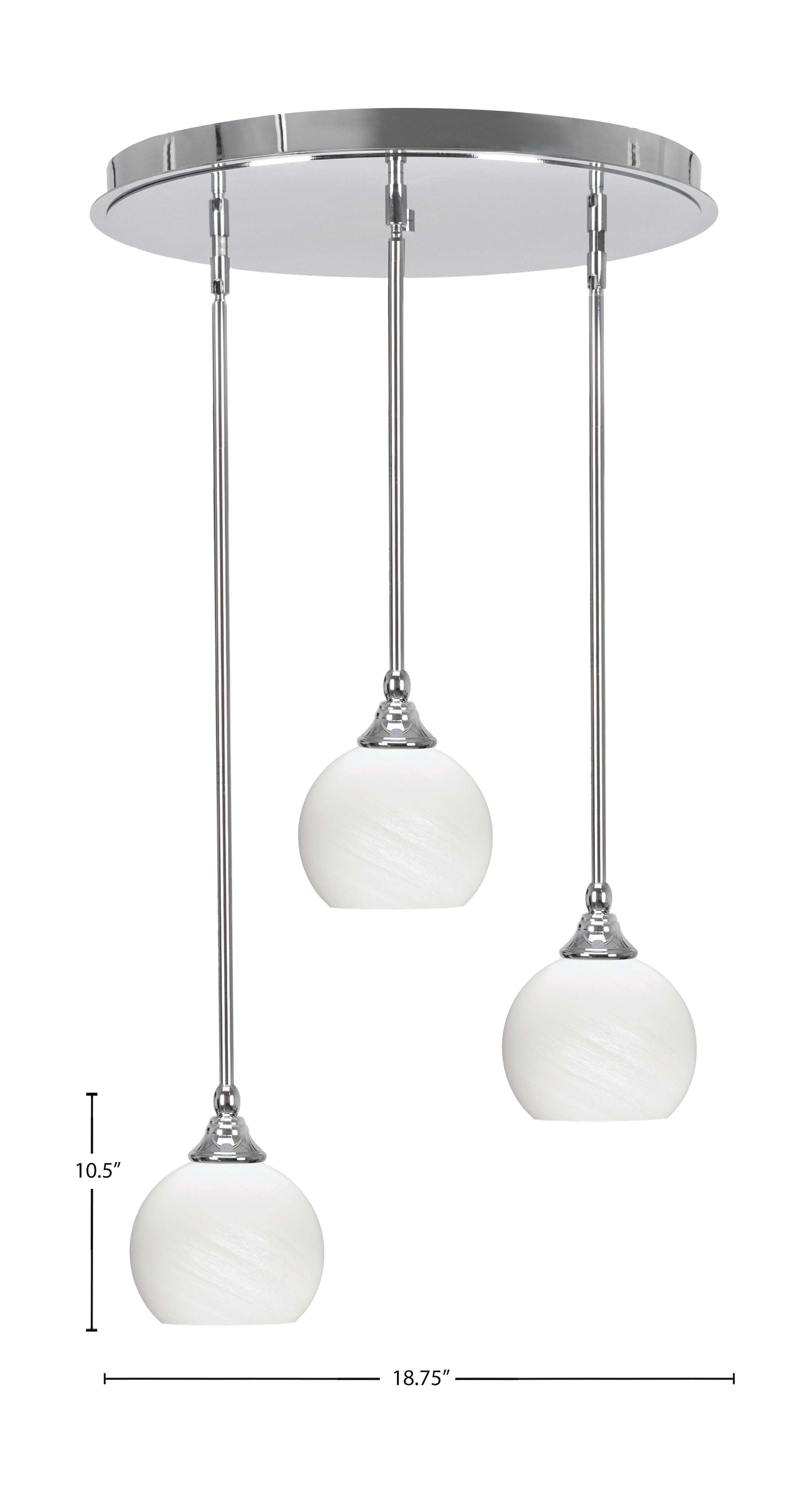 Empire Three Light Pendalier in Chrome with 5.75" White Marble Shade
