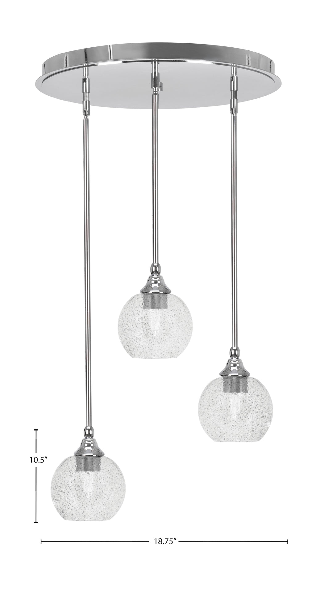 Empire Three Light Pendalier in Chrome with 5.75" Smoke Bubble Shade