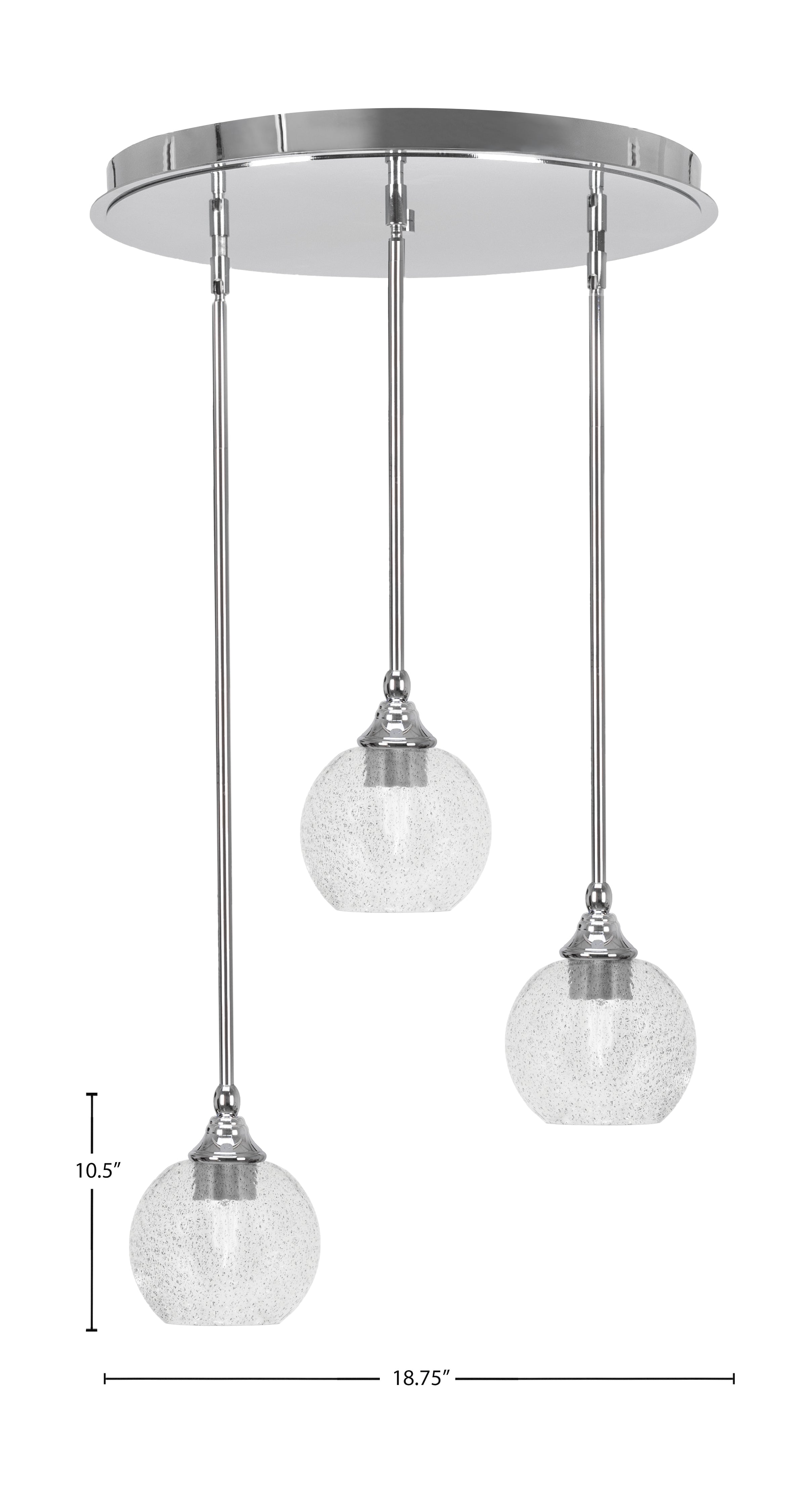 Empire Three Light Pendalier in Chrome with 5.75" Smoke Bubble Shade