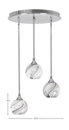 Empire Three Light Pendalier in Chrome with 5.75" Onyx Swirl Shade