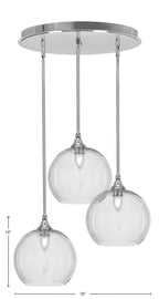 Empire Three Light Pendalier in Chrome with 9.5" Clear Bubble Shade