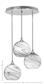 Empire Three Light Pendalier in Chrome with 9.5" Onyx Swirl Shade
