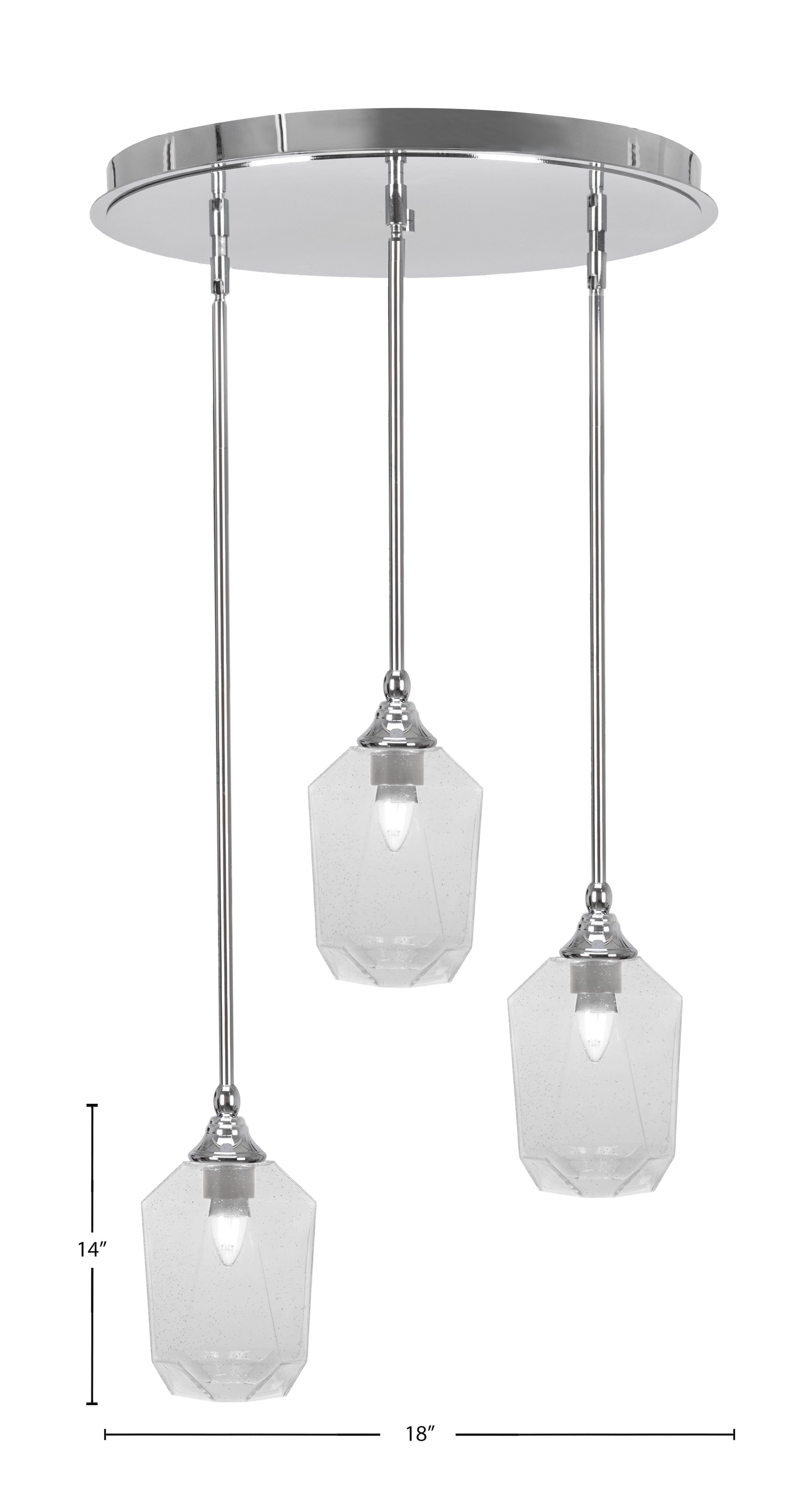 Empire Three Light Pendalier in Chrome with 6.25" Clear Bubble Shade