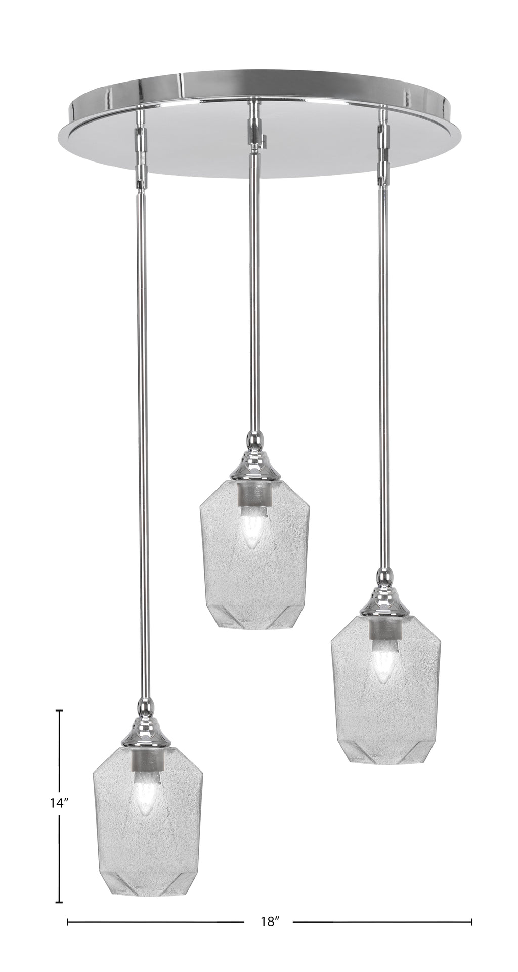 Empire Three Light Pendalier in Chrome with 6.25" Smoke Shade