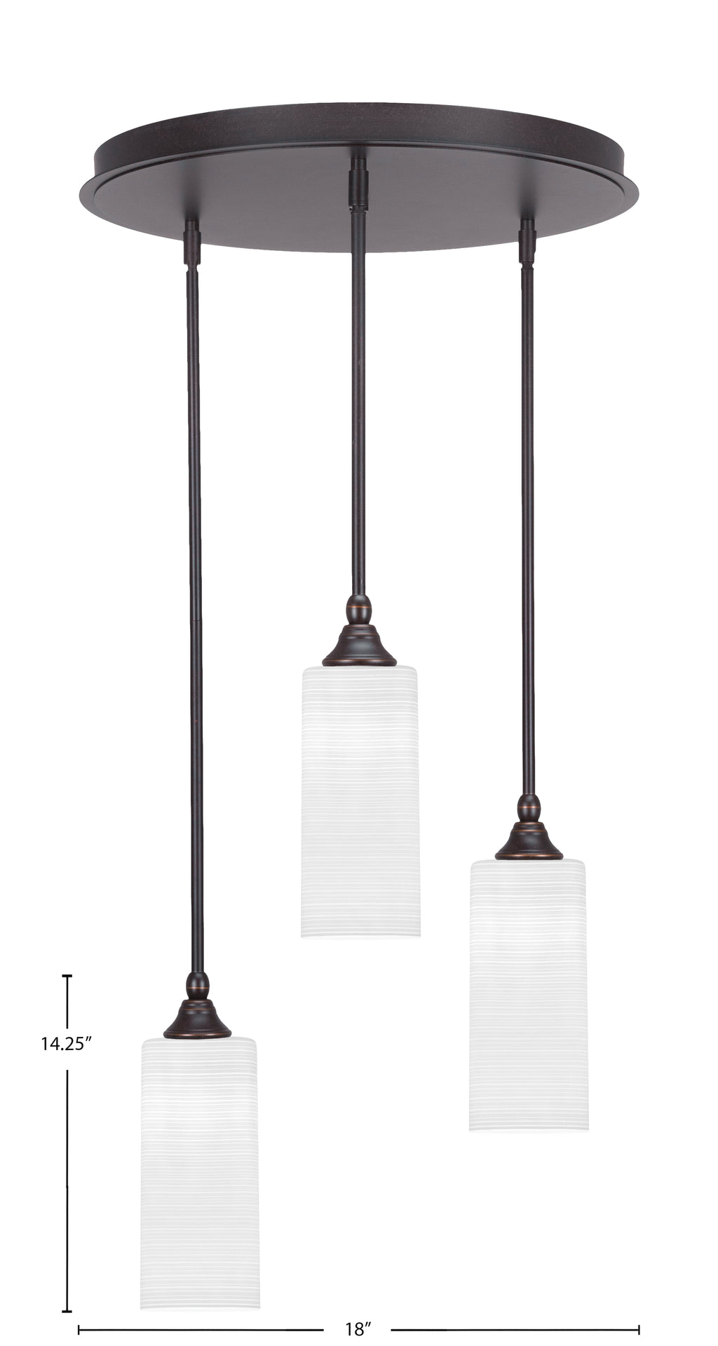 Empire Three Light Cluster Pendalier in Dark Granite with 4" White Matrix Shade