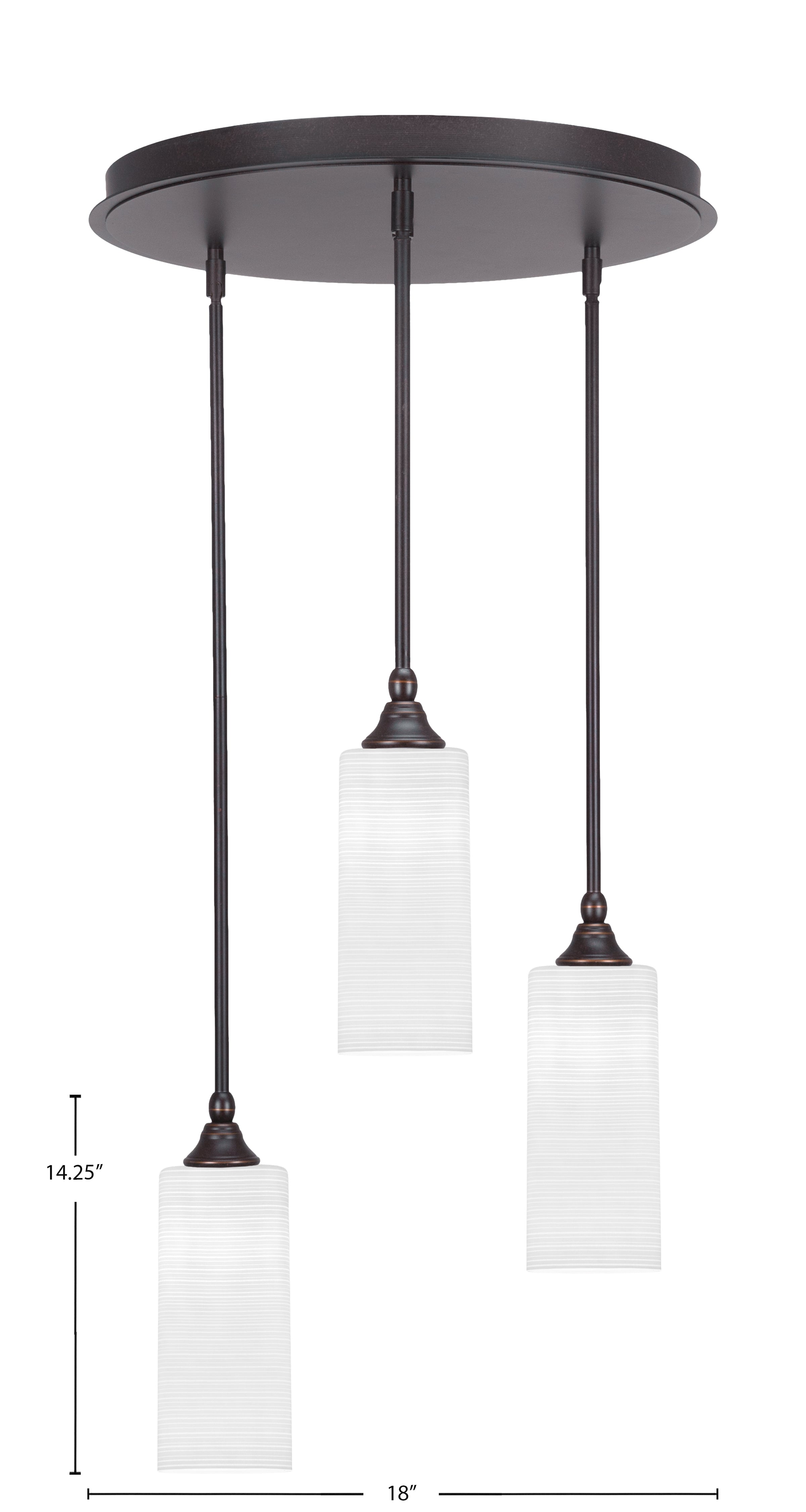Empire Three Light Cluster Pendalier in Dark Granite with 4" White Matrix Shade