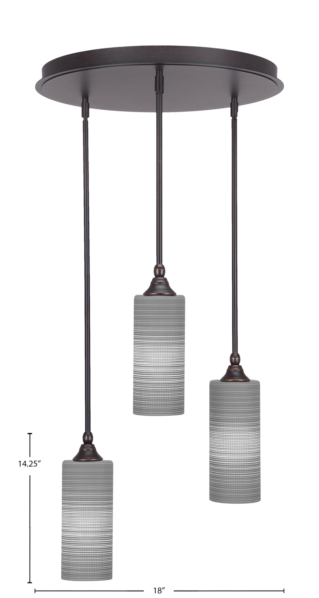 Empire Three Light Cluster Pendalier in Dark Granite with 4" Gray Matrix Shade