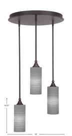 Empire Three Light Cluster Pendalier in Dark Granite with 4" Gray Matrix Shade