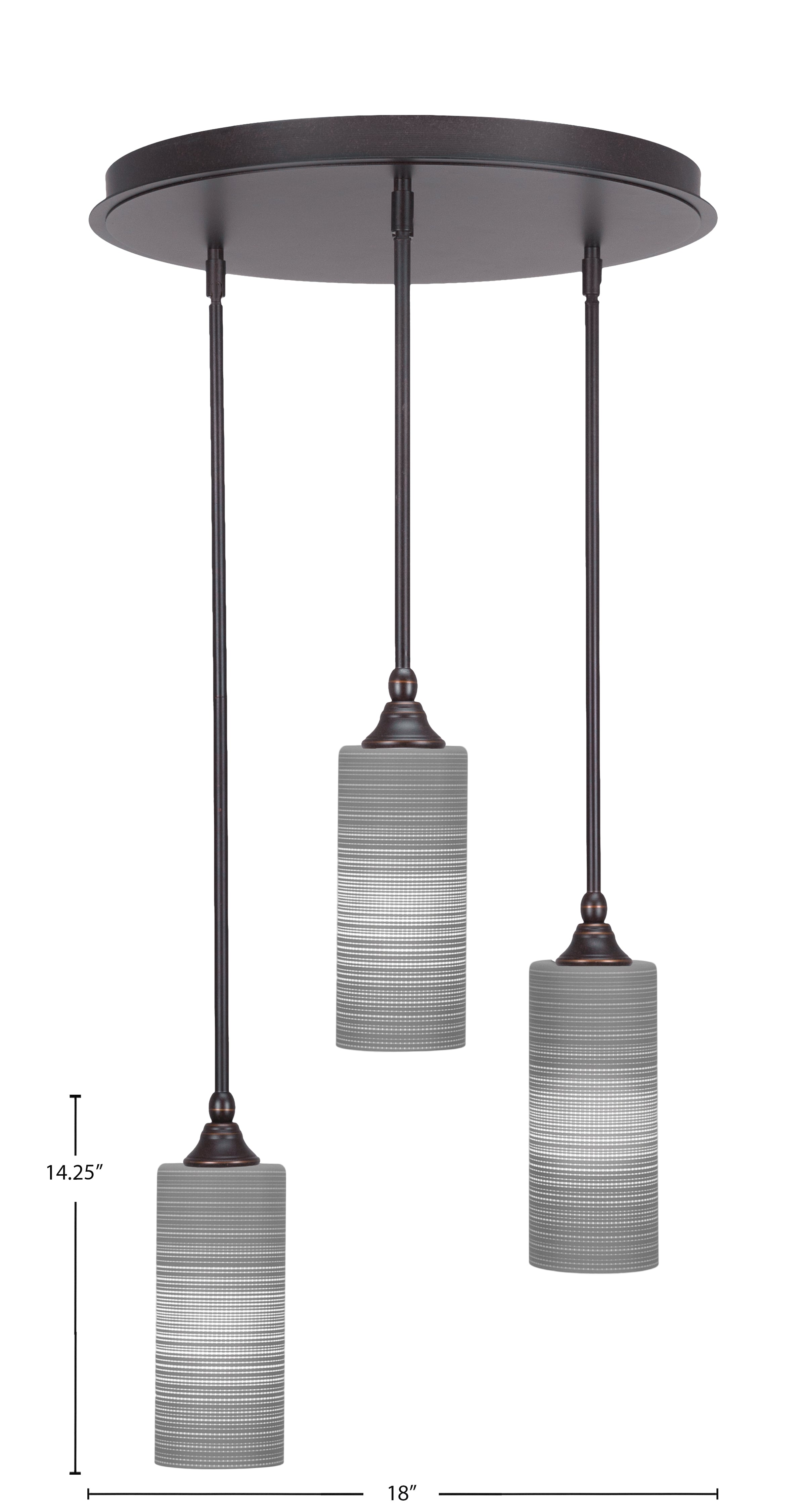 Empire Three Light Cluster Pendalier in Dark Granite with 4" Gray Matrix Shade