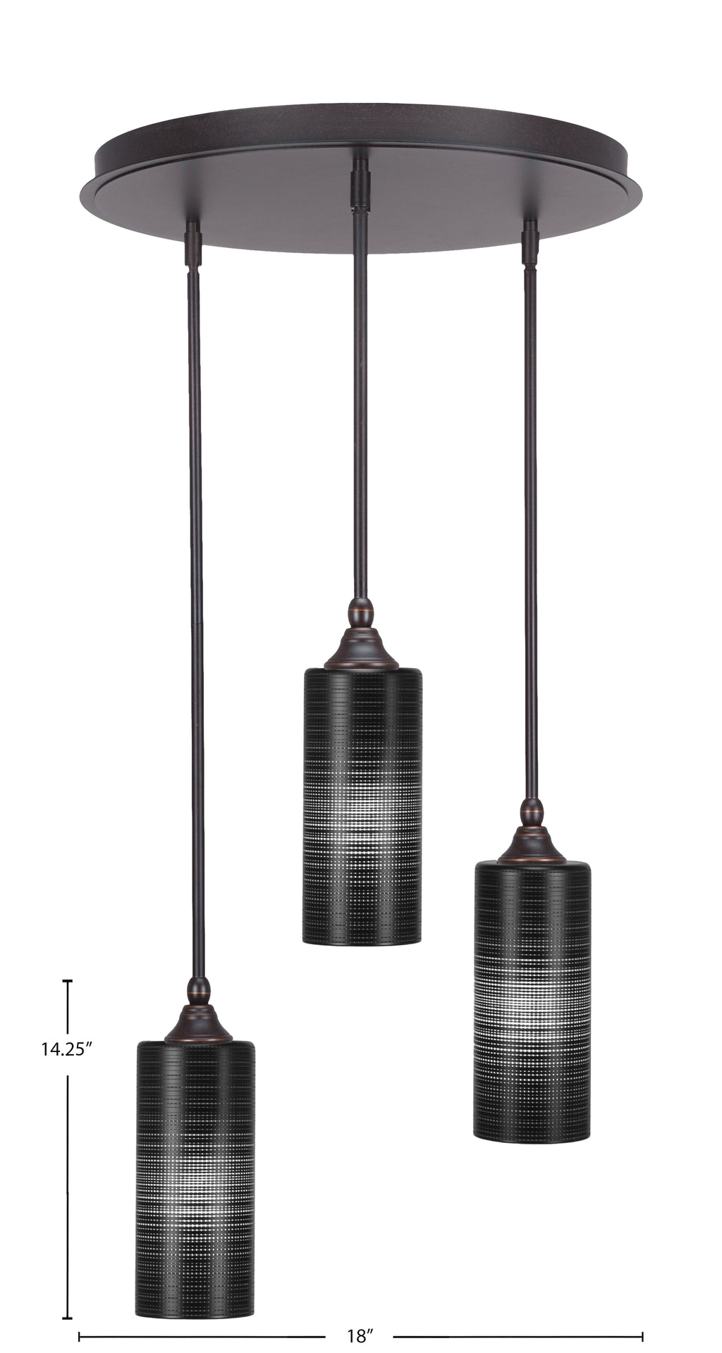 Empire Three Light Cluster Pendalier in Dark Granite with 4" Black Matrix Shade