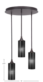 Empire Three Light Cluster Pendalier in Dark Granite with 4" Black Matrix Shade