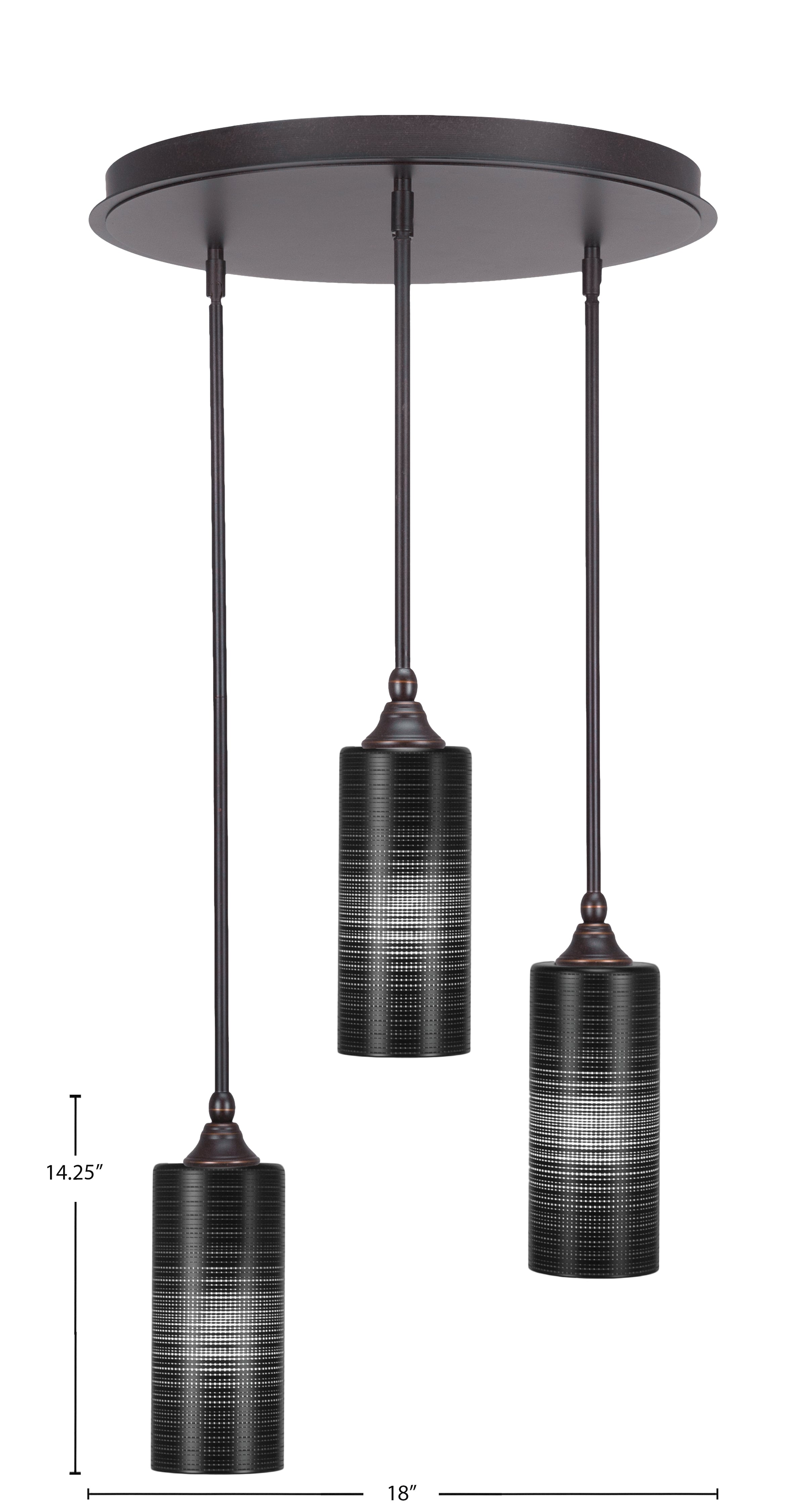 Empire Three Light Cluster Pendalier in Dark Granite with 4" Black Matrix Shade