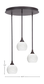 Empire Three Light Pendalier in Dark Granite with 5.75" White Marble Shade