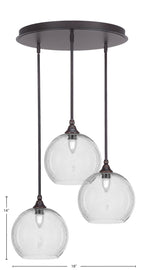 Empire Three Light Pendalier in Dark Granite with 9.5" Clear Bubble Shade