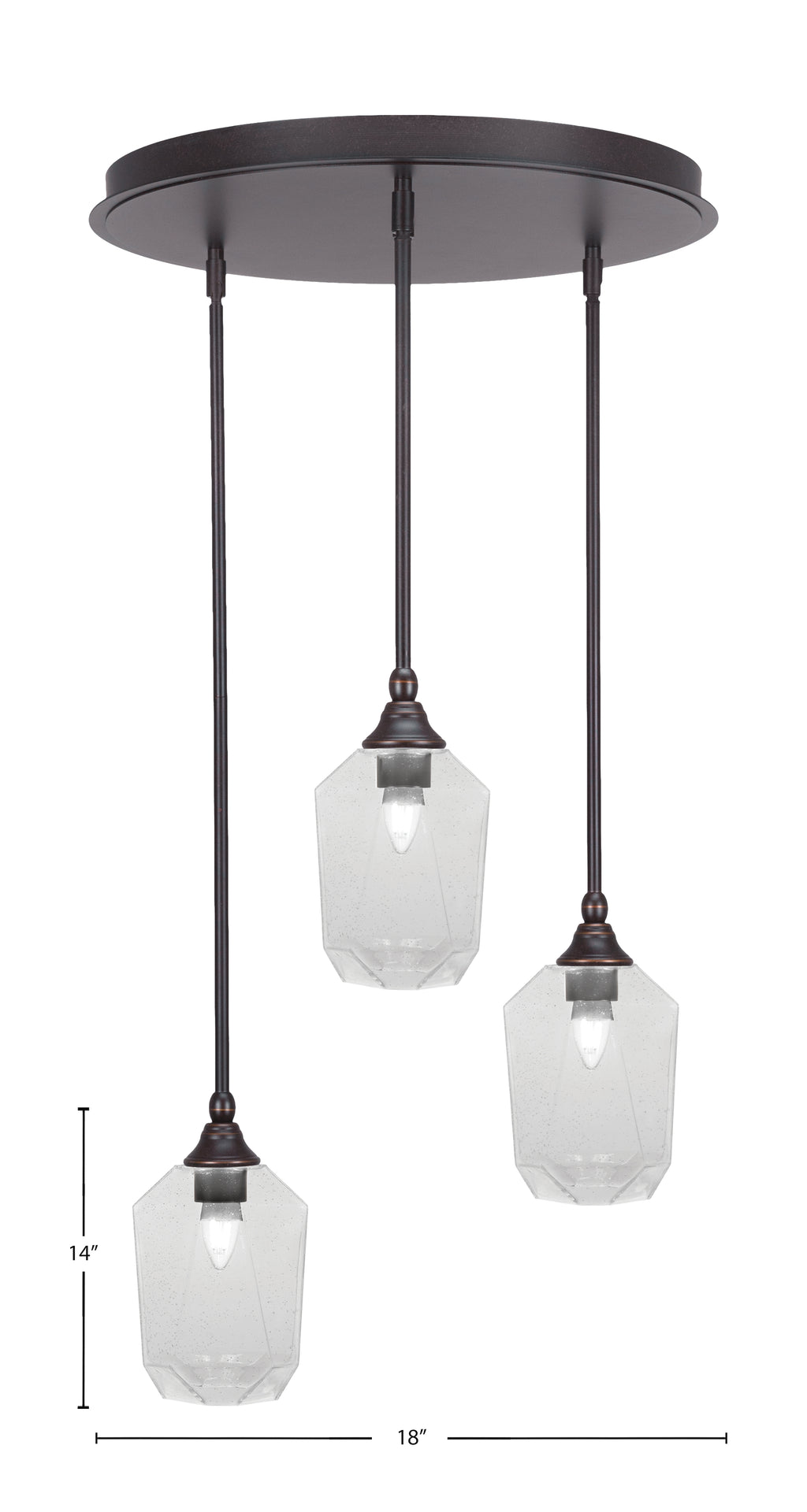 Empire Three Light Pendalier in Dark Granite with 6.25" Clear Bubble Shade