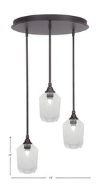 Empire Three Light Pendalier in Dark Granite with 6.25" Clear Bubble Shade