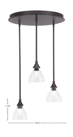 Empire Three Light Pendalier in Dark Granite with 6.25" Clear Bubble Shade