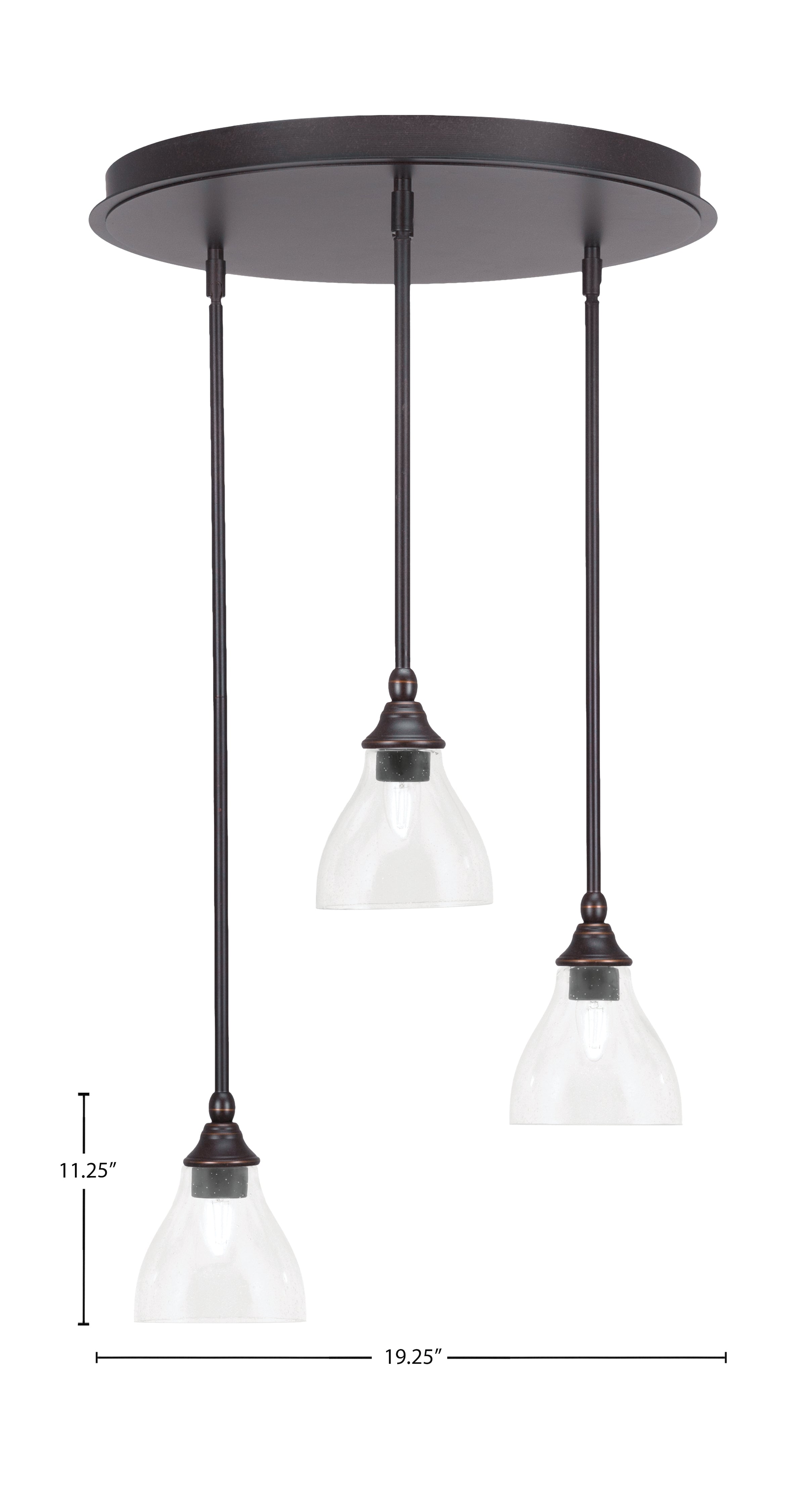 Empire Three Light Pendalier in Dark Granite with 6.25" Clear Bubble Shade