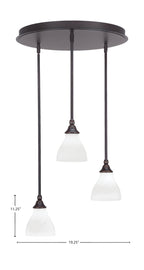 Empire Three Light Pendalier in Dark Granite with 6.25" White Marble Shade