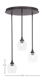 Empire Three Light Pendalier in Dark Granite with 6" Clear Bubble Shade