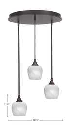 Empire Three Light Pendalier in Dark Granite with 6" White Marble Shade