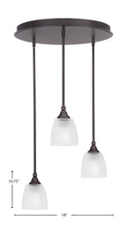 Empire Three Light Cluster Pendalier in Dark Granite with 5" Clear Ribbed Shade