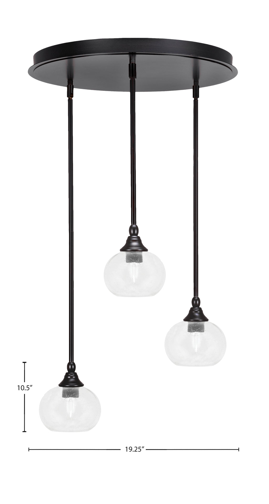 Empire Three Light Pendalier in Espresso with 7" Clear Bubble Shade