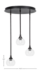 Empire Three Light Pendalier in Espresso with 7" Clear Bubble Shade
