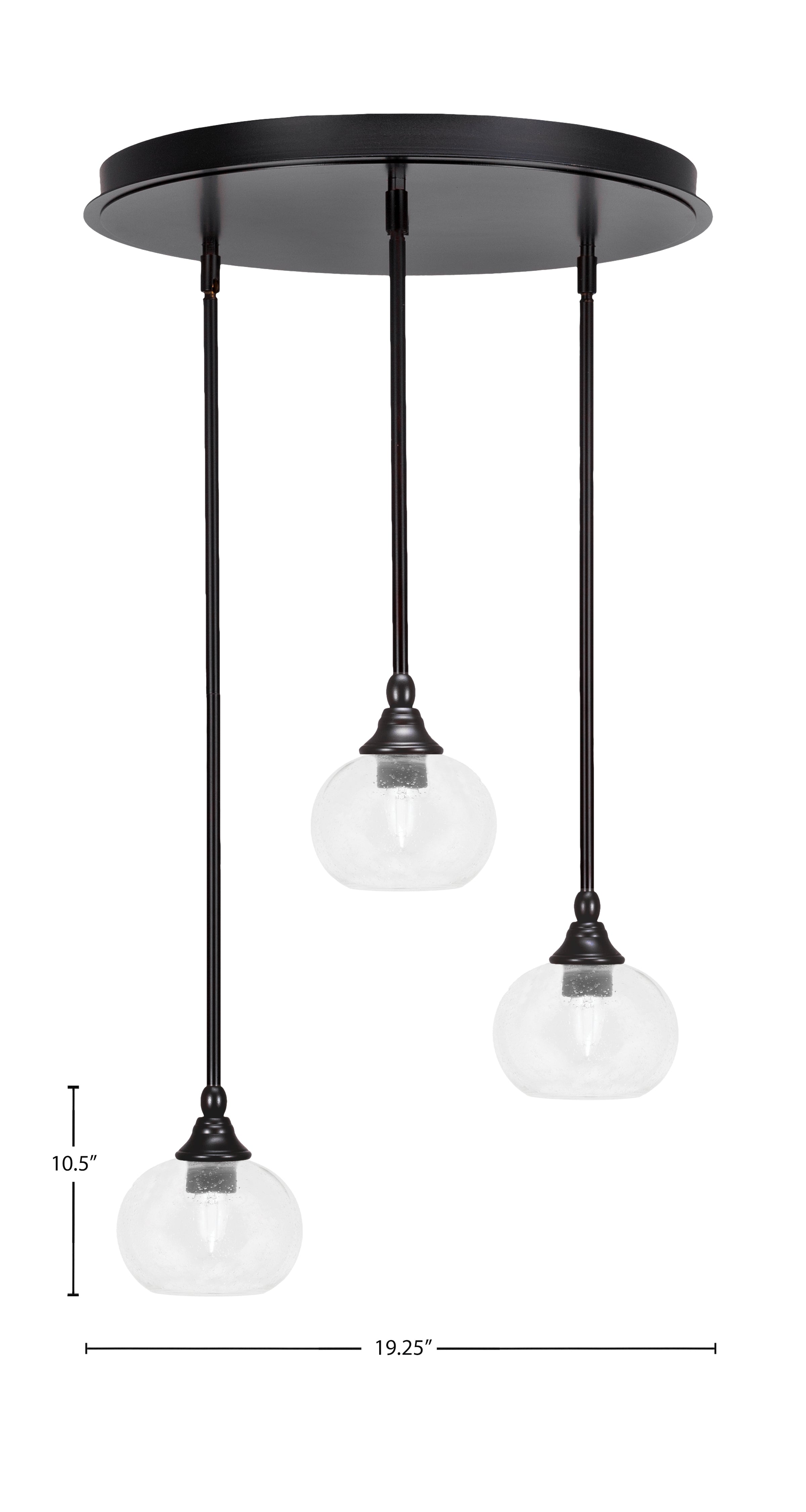 Empire Three Light Pendalier in Espresso with 7" Clear Bubble Shade
