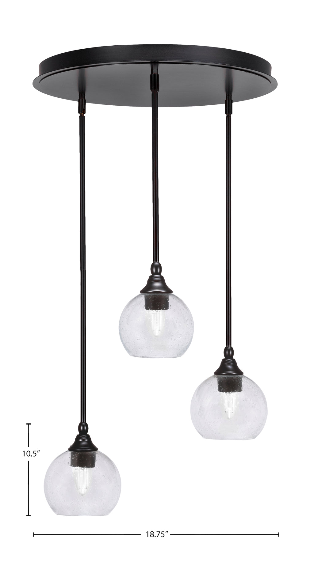 Empire Three Light Pendalier in Espresso with 5.75" Clear Bubble Shade