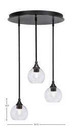 Empire Three Light Pendalier in Espresso with 5.75" Clear Bubble Shade
