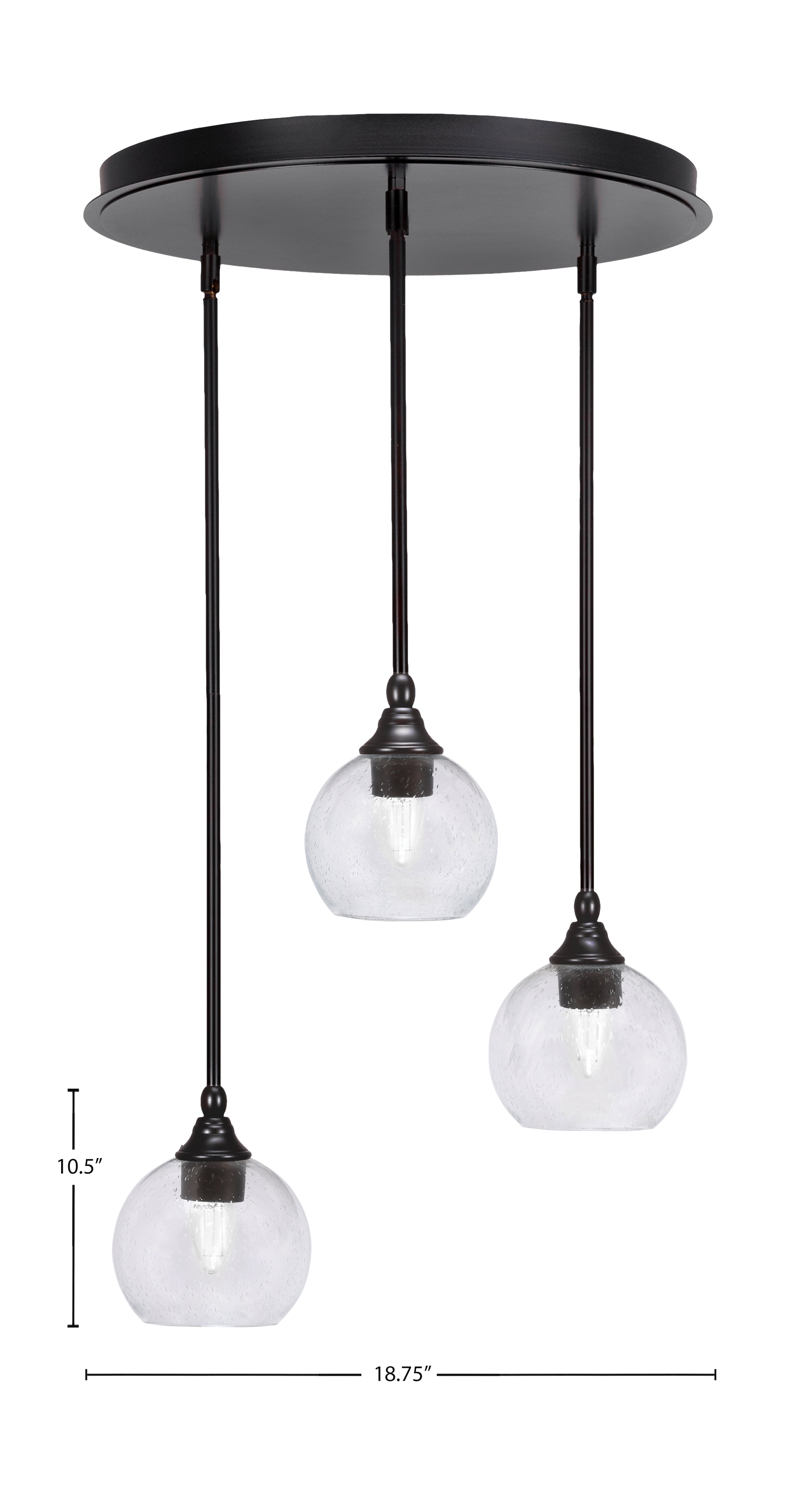 Empire Three Light Pendalier in Espresso with 5.75" Clear Bubble Shade