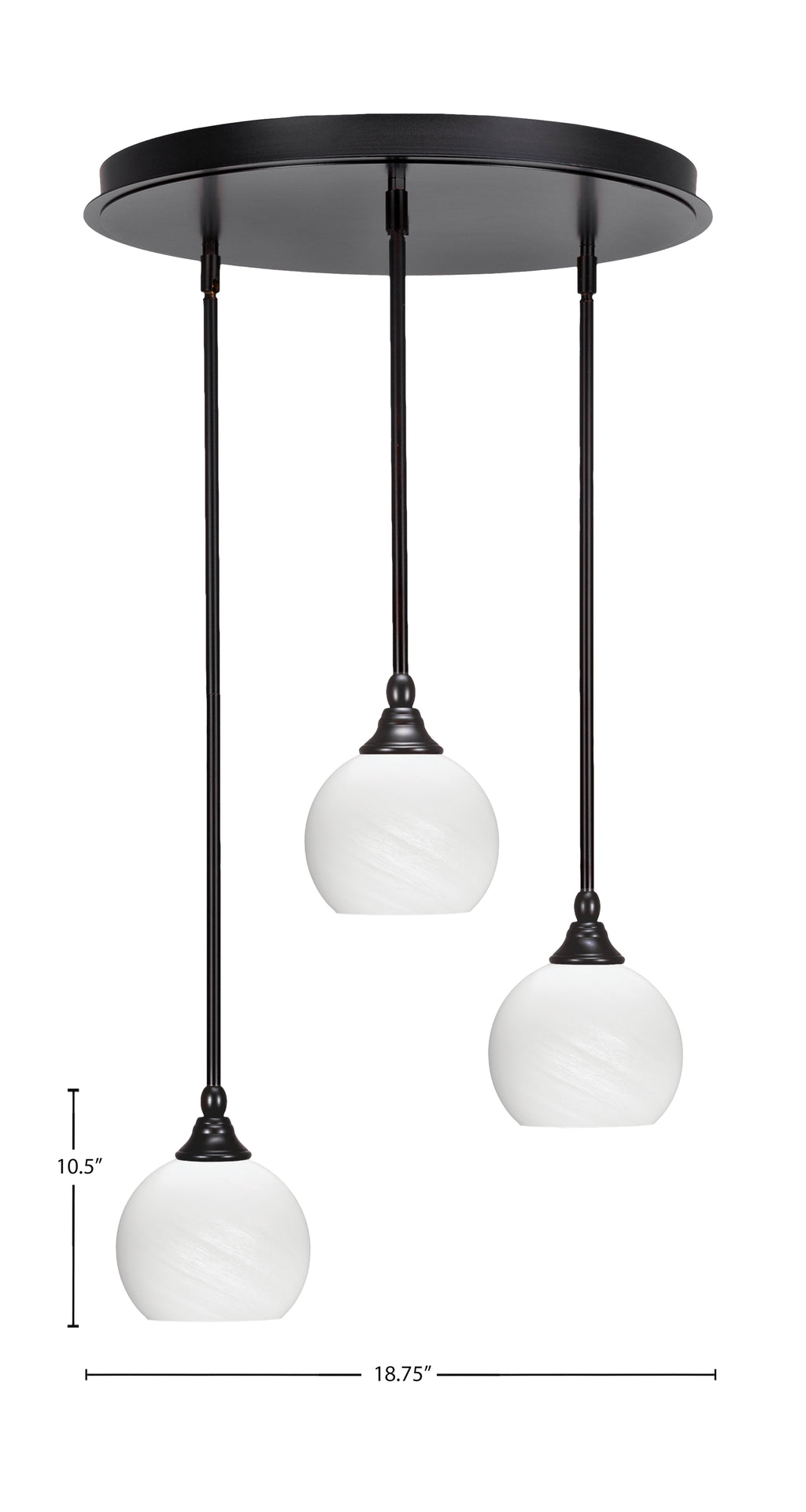 Empire Three Light Pendalier in Espresso with 5.75" White Marble Shade