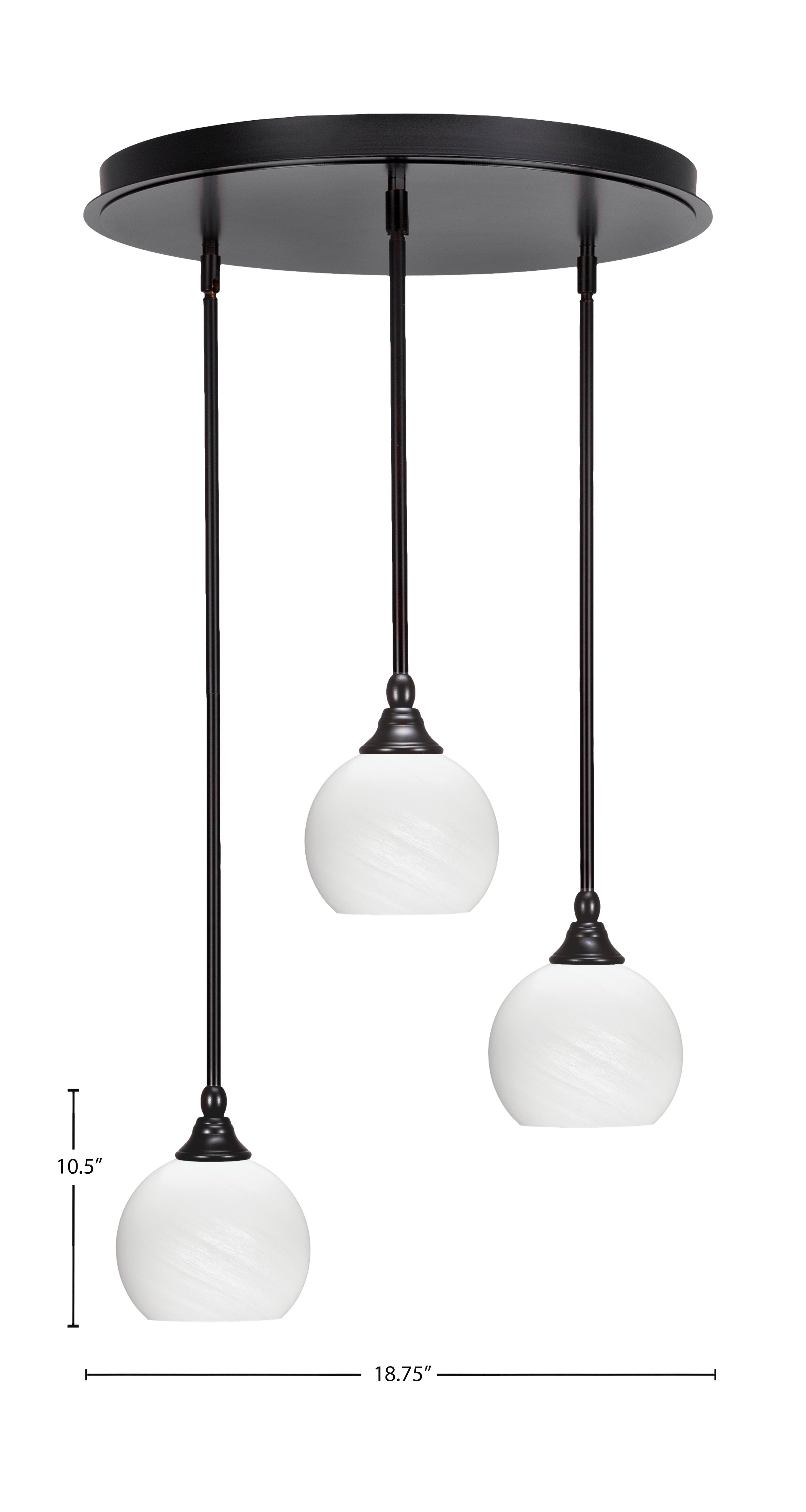 Empire Three Light Pendalier in Espresso with 5.75" White Marble Shade