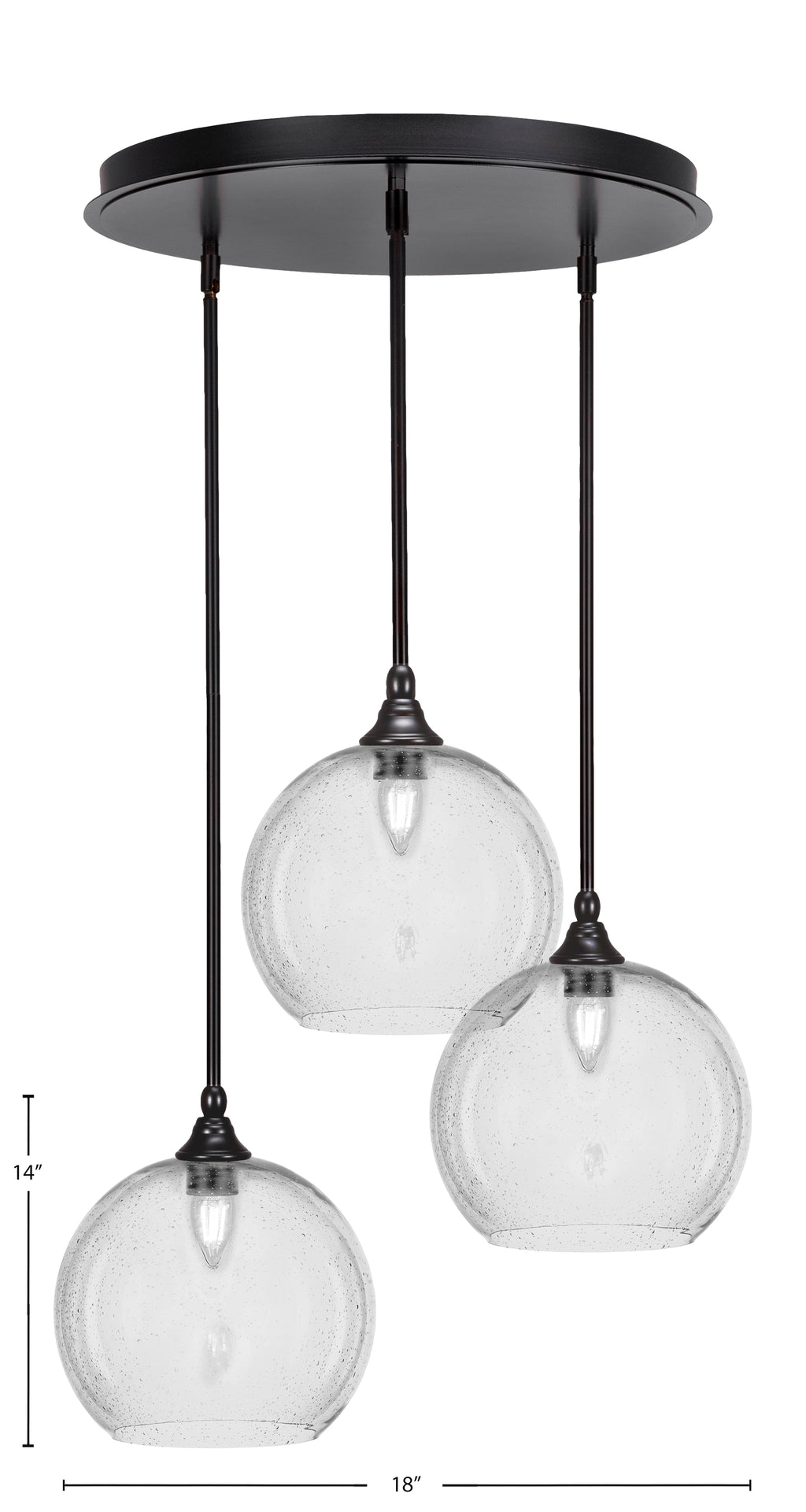 Empire Three Light Pendalier in Espresso with 9.5" Clear Bubble Shade
