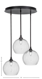 Empire Three Light Pendalier in Espresso with 9.5" Clear Bubble Shade