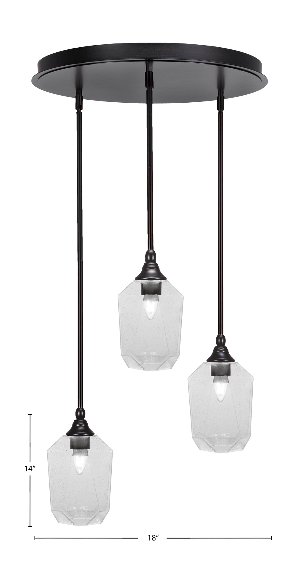 Empire Three Light Pendalier in Espresso with 6.25" Clear Bubble Shade
