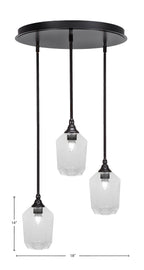 Empire Three Light Pendalier in Espresso with 6.25" Clear Bubble Shade